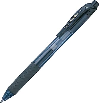 Bolígrafo Pentel energel, punto 0.7 mm ( Bolígrafo Pentel energel tinta negra de secado rápido, retráctil con clip, no mancha, punta metálica 0.7 mm (mediano), hecho de 84% material reciclado, escritura suave y ligera, ideal para escritura rápida o zurdos                                          mediano), x tinta negra, 1 pieza         - BL107-A