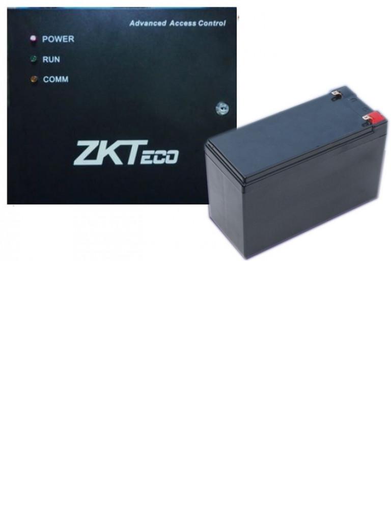 ZKTECO GABIPAK - Paquete de Gabinete Metálico con Fuente y Batería de Respaldo 12V 7Ah / Compatible con INBIO / C3XXX / EC10 / EX16  - paquete de Gabinete ZK + bater