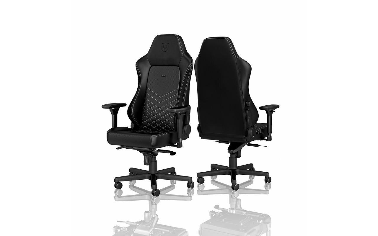 NOBLECHAIRS HERO GAMING CHAIR - BLACK/PLATINUM WHITE NBL-HRO-PU-BPW - NBL-HRO-PU-BPW