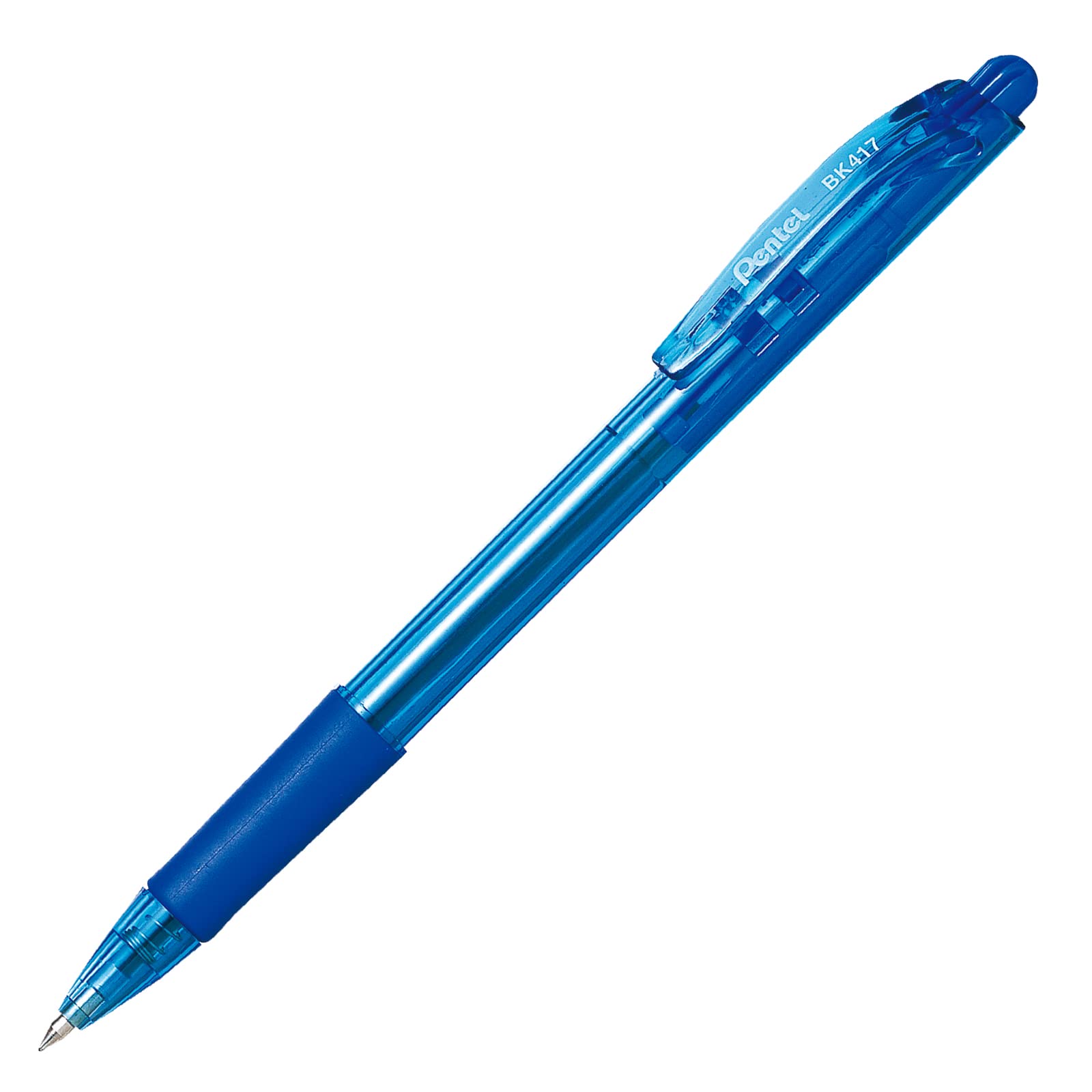 Bolígrafo Pentel wow retráctil,  punto f Bolígrafo Pentel wow retráctil color azul, punta metálica de 0.7 mm, tinta de aceite, con agarre de caucho para una escritura mas cómoda, el cuerpo indica el color de la tinta                                                                                 ino 0.7 mm, color azul, 1 pieza          - BK417-C