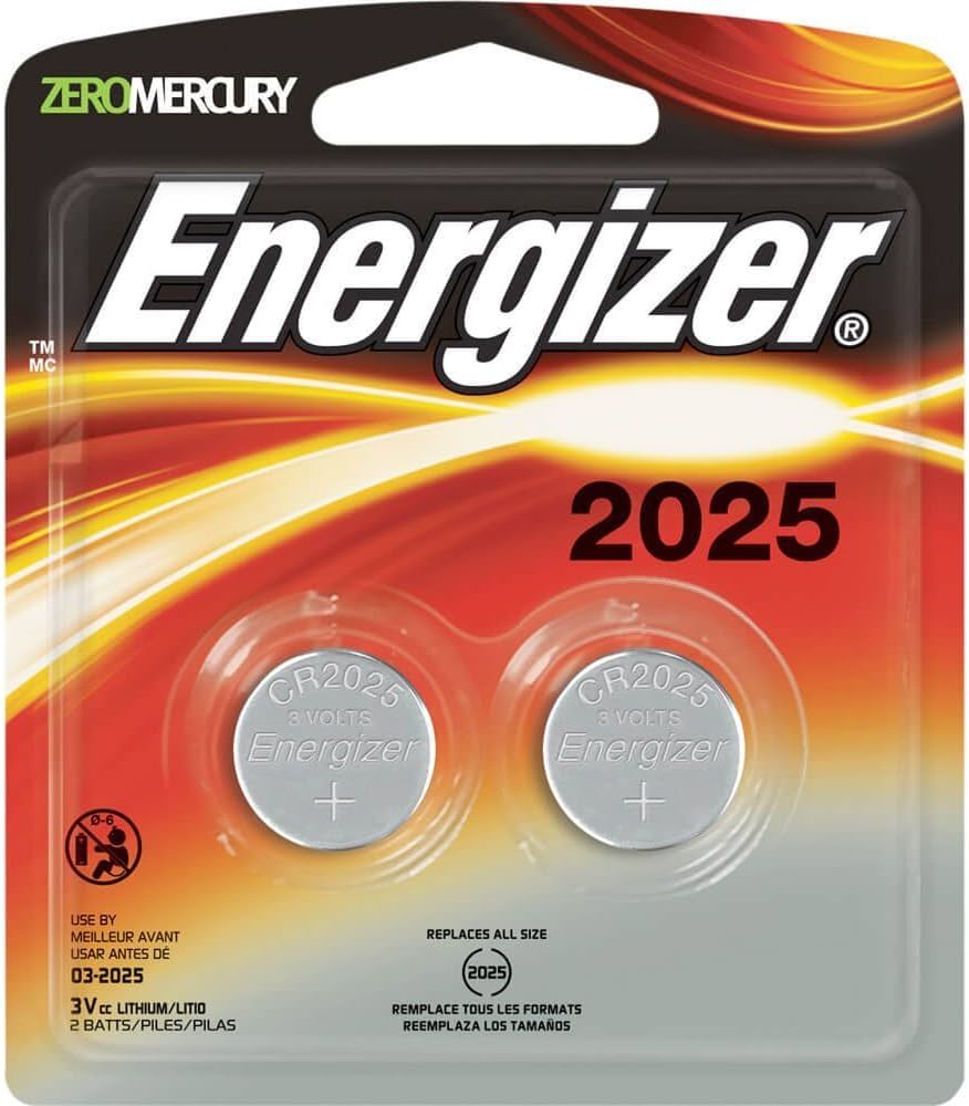 Pila de litio Energizer 2025 de 3.0v blí Batería de litio tipo botón con voltaje de 3.0 volts capacidad de 155 mah composición de litio-manganesio y dióxido peso aproximado de 2.6 gramos y volumen de 0.8 centímetros cúbicos colores de la pila plateado                                              ster con 2 pzas                          - 2025BP-2