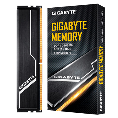GP-GR26C16S8K1HU408 Gigabyte - DDR4 - módulo - 8 GB - DIMM de 288 contactos - 2666 MHz / PC4-21300 - CL16 - 1.2 V - sin búfer - no ECC - negro