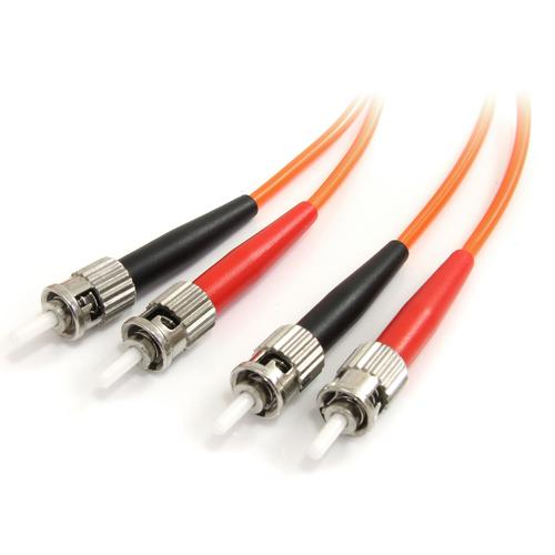 StarTech.com Cable de fibra óptica de 1 m - Multimodo dúplex 62.5 / 125 - LSZH - ST / ST - OM1 - Cable de conexión de fibra de ST a ST - FIBSTST1