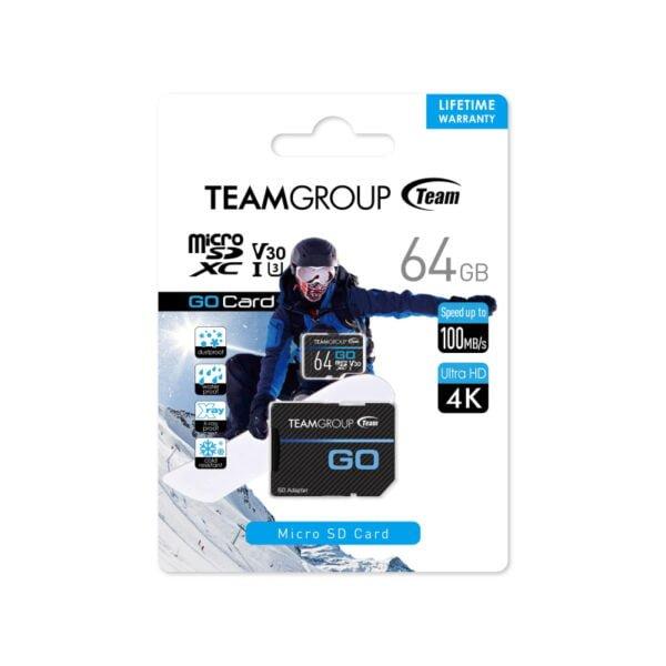 Memoria Micro Sd Teamgroup Go Card 64G 4K UhsI U3 100 Mb S Con Adaptador Tgusdx64Gu303 - TEAM GROUP
