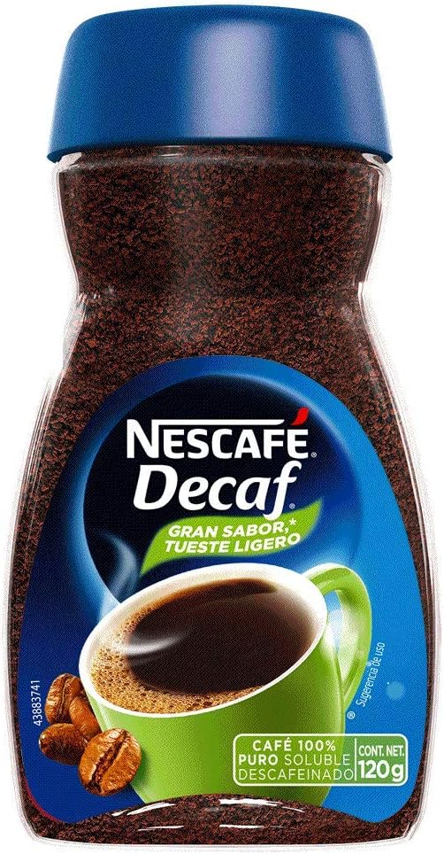 Café soluble Nescafe Decaf descafeinado Hecho a base de granos de café 100% arabica, ofreciendo un jugoso y suave sabor con el aroma unico de nescafe. ideal para empezar un dia con un cafe descafeinado - 6144