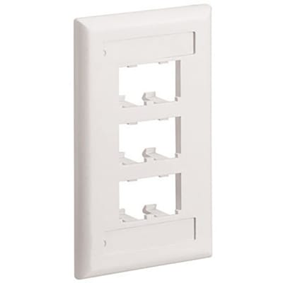 Placa de Pared Vertical Clásica Salida Para 6 Puertos Mini-Com Con Espacios Para Etiquetas Color Blanco Mate CFPL6IWY - CFPL6IWY