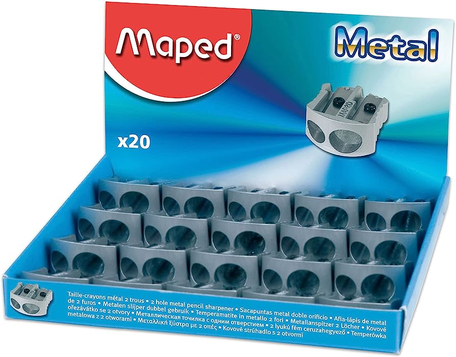 Sacapuntas metal Maped 2 orificios 20 pi Sacapuntas metálico de 2 orificios, durabilidad, caja con 20 piezas                                                                                                                                                                                             ezas  metálico                           - MAPED