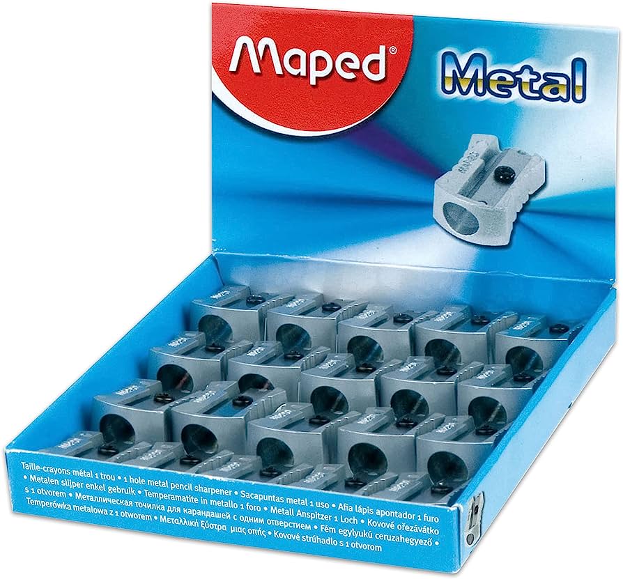 Sacapuntas metal Maped 1 orificio 20 pie Sacapuntas metálico de 1 orificio, durabilidad, caja con 20 piezas                                                                                                                                                                                              zas  metálico                            - 506600