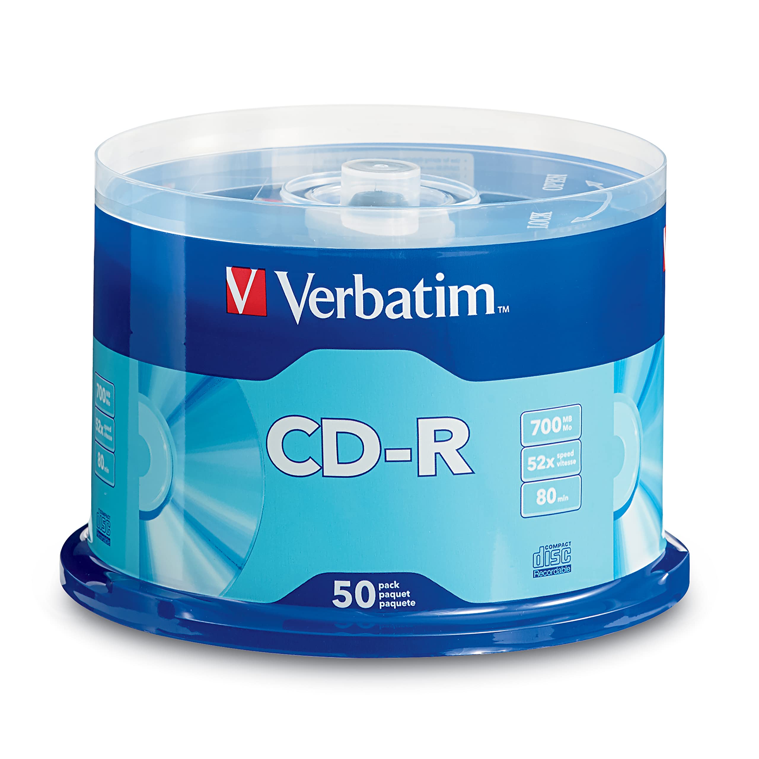 Disco Verbatim CD-R 52x 700MB torre 10 p Campana con 10 piezas. Capacidad de almacenamiento de 700 MB/80 minutos. compatible con unidades de cd de hasta 52x de velocidad. Grabación de CD en menos de 2 minutos. Discos para única grabación.                                                           zas                                      - VERBATIM