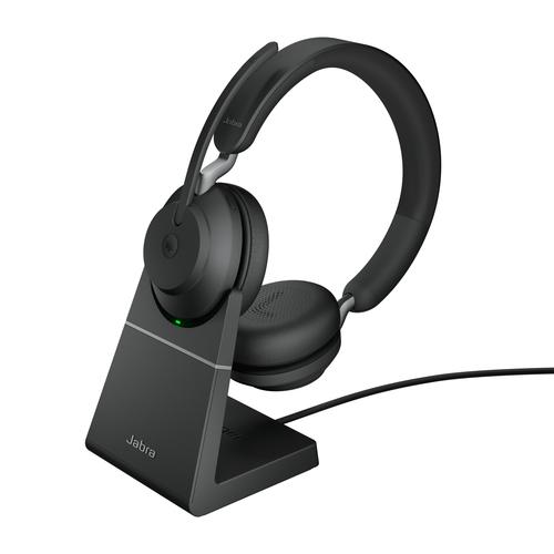 26599-999-989 Jabra Evolve2 65 MS Stereo - Auricular - en oreja - Bluetooth - inalámbrico - USB-A - aislamiento de ruido - negro - con base de carga - Certificado para Equipos de Microsoft
