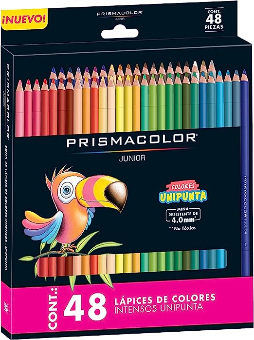 Colores Prismacolor junior con 48  pieza Contiene 48 piezas de colores unipunta,  prismacolor junior  nueva presentacion, mina resistente de 4.0mm, color no toxico, gran selecion de colores para inspirar jovenes artistas.                                                                            s                                        - PRISMACOLOR