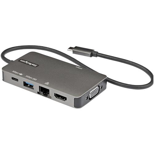 DKT30CHVPD2 StarTech.com Adaptador Multipuertos USB-C - Docking Station USB Tipo C a HDMI 4K30 o VGA 1080p - Replicador de Puertos USBC PD de 100W - Hub USB de 3 Puertos - Red - con Cable de 30cm (DKT30CHVPD2) - Estación de conexión - USB-C - VGA, HDMI - GigE