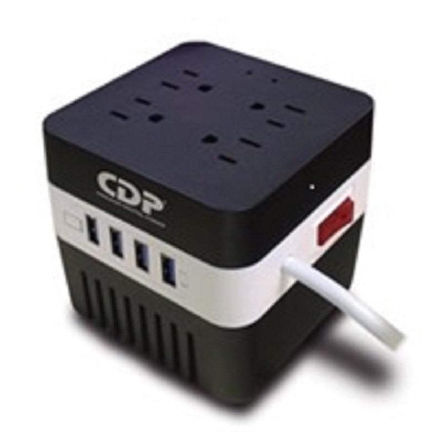 REGULADOR CDP 600VA / 300W, 4 CONTACTOS, 4 PUERTOS USB. INCLUYE SUPRESION DE PICOS. - CDP