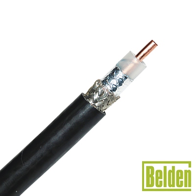 Retazo de 3 Metros de Cable coaxial tipo RG-8/U, conductor central de 2.74 mm en cobre sólido cal. 10, con 90% de blindaje de malla trenzada de cobre estañada + cinta Duobond, aislamiento de polietileno semi-sólido, forro de PVC. PREC <br>  <strong>Código SAT:</strong> 26121606 <img src='https://ftp3.syscom.mx/usuarios/fotos/logotipos/belden.png' width='20%'>  - 9913*3MTS