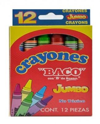 Crayones BACO JUMBO 65483. Surtido con 12 Piezas Colores Variados.  65483 65483 EAN 7501174965483UPC  - 65483