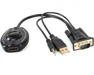 Convertidor VGA a HDMI, VGA a HDMI+ Audio 3.5mm, Negro, BROBROTIX, 150620 150620 150620 EAN 7503027497585UPC  - BROBOTIX