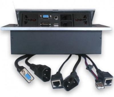 Caja de Mesa, RJ45 Cat 5e, HDMI, SVGA, USB V2.0, 3.5 mm, Nema 5-15R, Plata, BROBOTIX 005514 005514 005514 EAN UPC  - BROBOTIX
