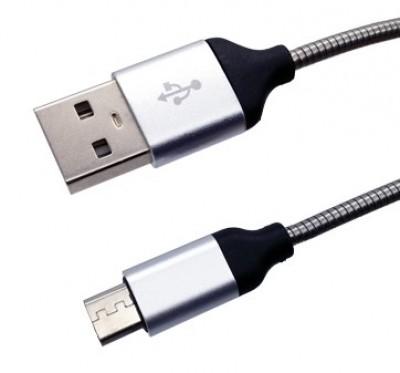 Cable USB BROBOTIX A Micro B, Acero, Carga Rápida 183101, USB A, USB Micro B, Macho/Macho, 1 m, Negro A Micro B, Acero, Carga Rápida 183101 183101 EAN 7503028695904UPC  - 183101