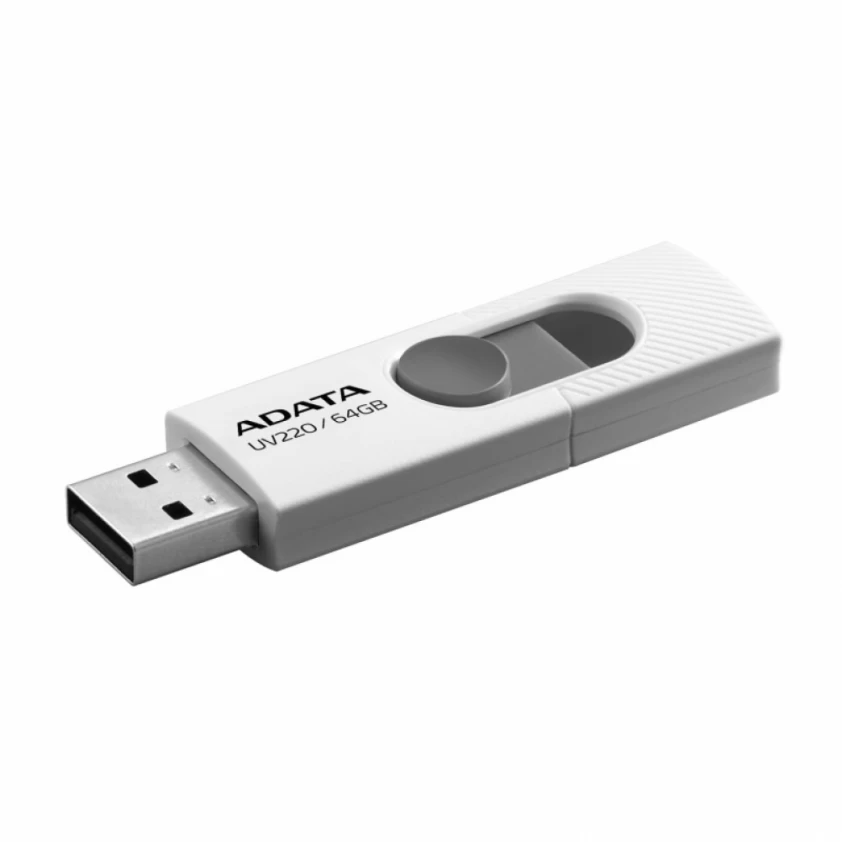 MEMORIA USB ADATA AUV220-64G-RWHGY BLANCO CON GRIS RETRACTIL USB 2.0 - ADA-UV220W-64GB
