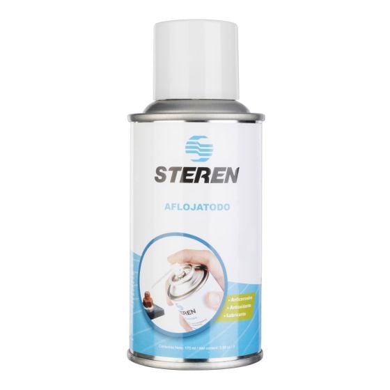 Antioxidante y anticorrosivo STEREN 1    Este spray  permite liberar cualquier tornillo o mecanismo trabado o atorado, gracias a su poder penetrante y lubricante de alto rendimiento.tambien limpia y protege piezas metalicas expuestas a la oxidacion y corrosion.                                    a                                        - AFLOJATODO