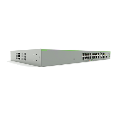 Switch PoE+ Administrable CentreCOM FS980M, Capa 3 de 16 Puertos 10/100 Mbps + 2 puertos RJ45 Gigabit/SFP Combo, 250W <br>  <strong>Código SAT:</strong> 43222600 - AT-FS980M/18PS-10