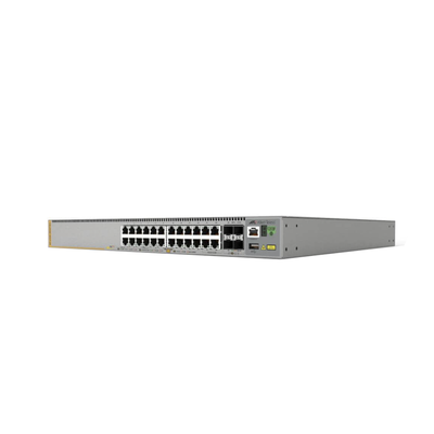 Switch PoE+ Stackeable Capa 3, 20 puertos 10/100/1000 Mbps + 4 x 100M/1G/2.5/5G-T + 4 puertos SFP+ 10 G, hasta 740 W, fuente redundante, NetCover Preference <br>  <strong>Código SAT:</strong> 43222610 <img src='https://ftp3.syscom.mx/usuarios/fotos/logotipos/allied_telesis.png' width='20%'>  - ALLIED TELESIS