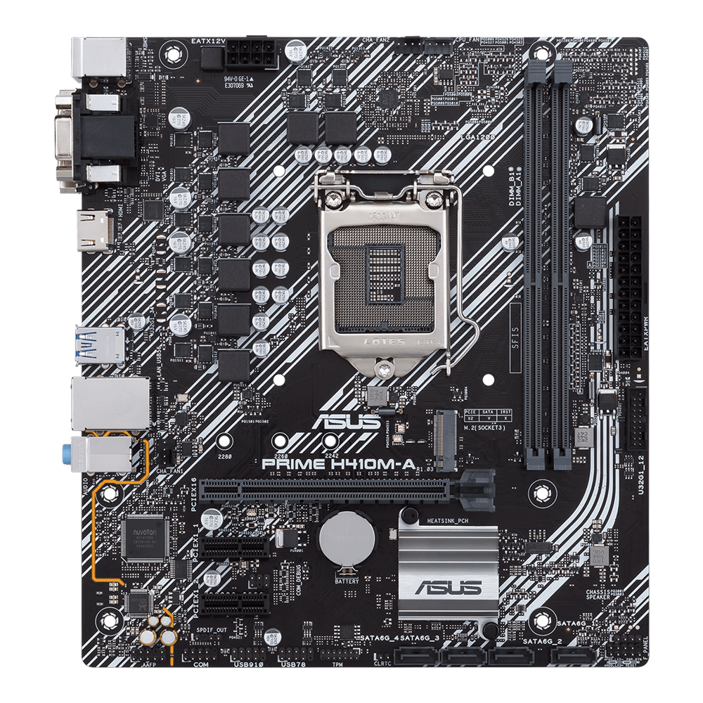 ASUS PRIME H410M-A/CSM - Placa base - micro ATX - Socket LGA1200 - H410 Chipset - USB 3.2 Gen 1 - Gigabit LAN - Tarjeta gráfica (CPU necesaria) - HD Audio (8-canales) - ASUS