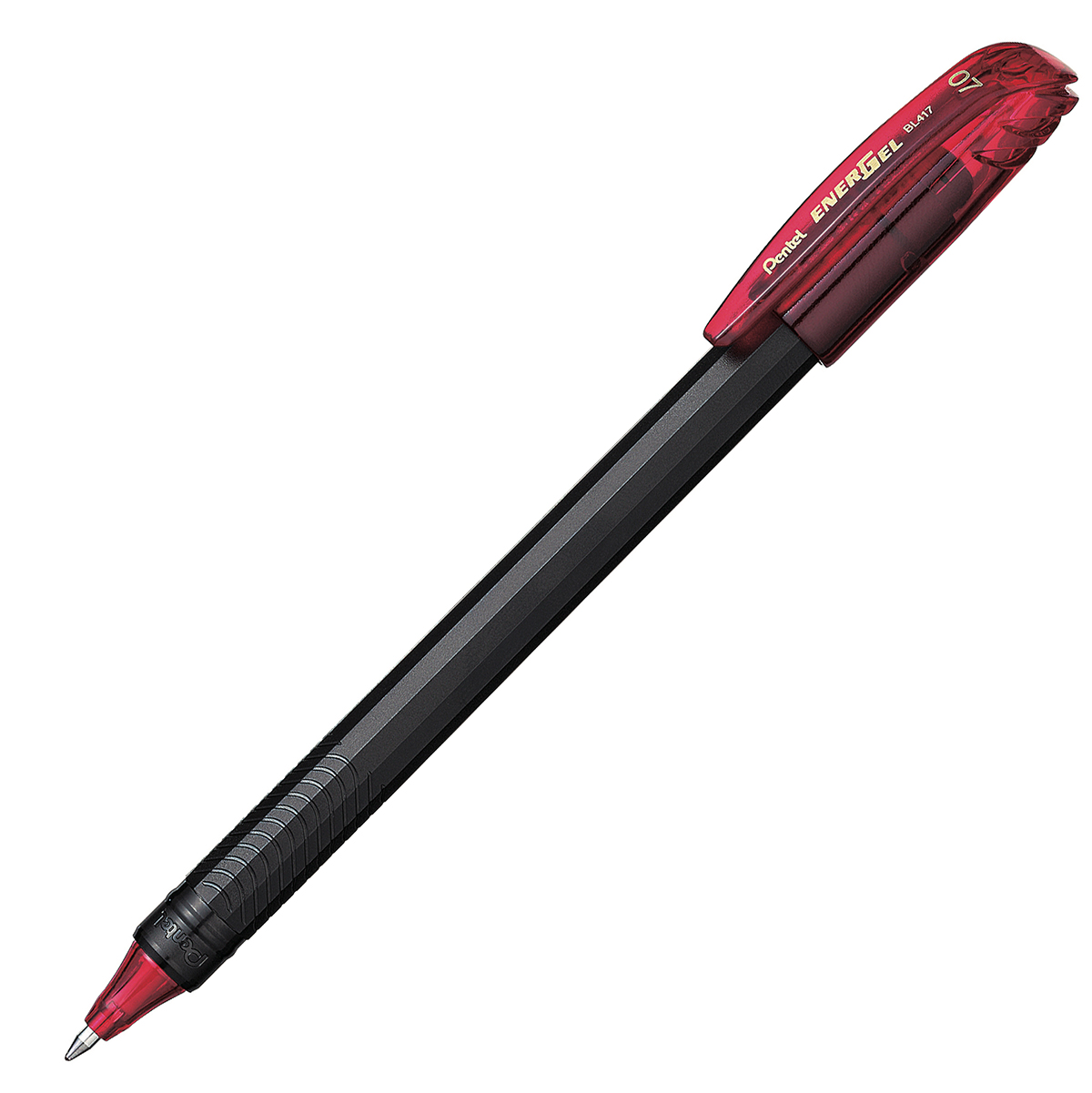 Bolígrafo Pentel energel stick punto 0.7 Bolígrafo Pentel energel tinta gel color rojo, 0.7 mm secado rápido, peso ligero con 12 lados, hecho de 62% material reciclado. la tapa indica el color de la tinta                                                                                             mm (mediano) tinta rojo, 1 pieza         - PENTEL