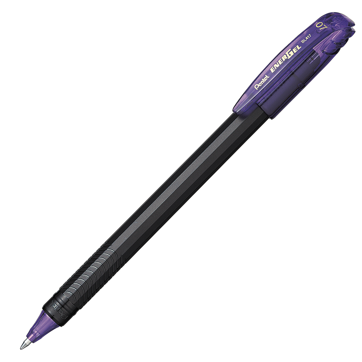 Bolígrafo Pentel energel stick punto 0.7 Bolígrafo Pentel energel tinta gel color violeta, 0.7 mm secado rápido, peso ligero con 12 lados, hecho de 62% material reciclado. la tapa indica el color de la tinta                                                                                          mm (mediano) tinta violeta, 1 pieza      - PENTEL