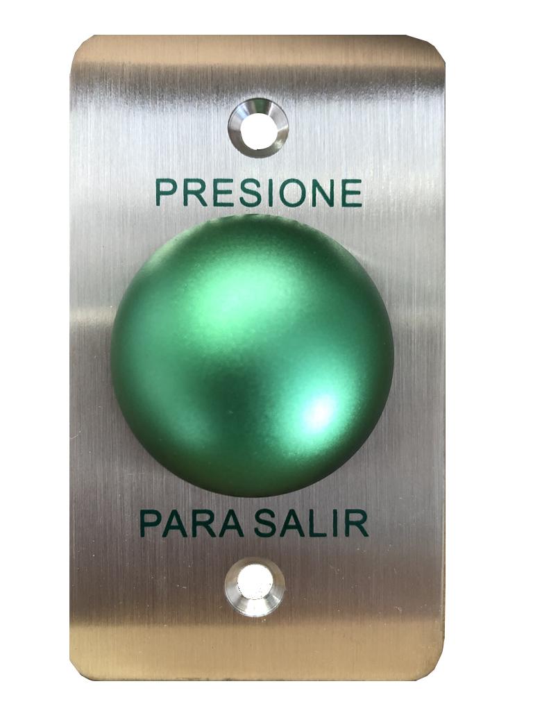 YLI PBK818A - Botón de salida en acero inoxidable salidas NO y  NC en acabado color verde compatible con caja para instalacion clave 76017 - YLI