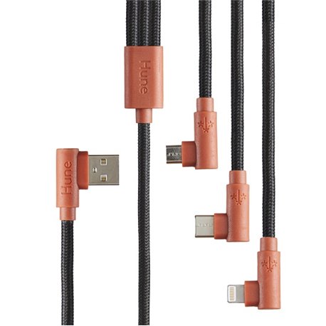 CABLE HUNE HIEDRA CORTEZA (CAFE) USB 3 EN 1(MICRO/USB C/LIGHTNING) 1.2M UPC 7502236154845 - HUNE