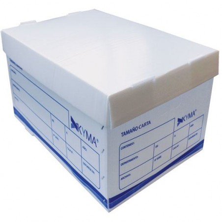 Caja plástica KYMA para archivo carta 1  Caja de plastico corrugado, color traslucido, de uso mixto, se pueden almacenar documentos tamaño carta u oficio. Peso x m2: 450 g. Calibre: 2                                                                                                                  pieza. Largo: 35cm, ancho: 30cm y alto:  - KYMA