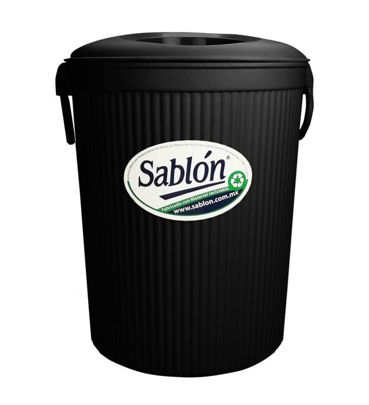 Cesto tapa circular Sablon inorganico co Mod. 8085ne 26 cm diametro x 32 cm altura capacidad 12 Lt. - SABLON