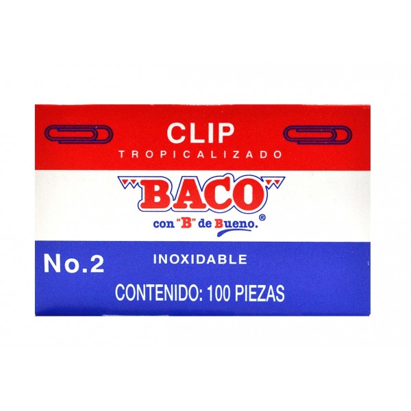 Clip Baco tropicalizado no.2 , 1 caja co Fabricados con alambre bajo carbón, pulido con acabado galvanizado brillante. - CL004