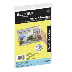 Mica termica oficio barrilito Barrili Tamaño carta, 229x368 mm, rígida paquete con 15 - BARRILITO