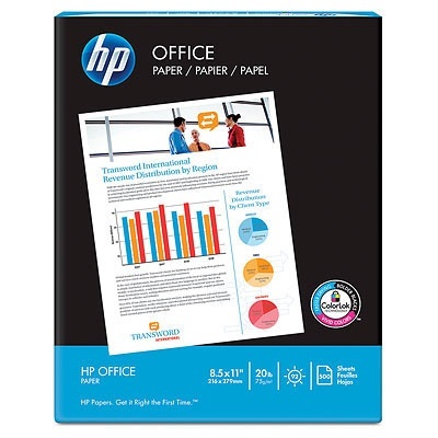 Papel hp office paper carta blancura 92% Caja con 10 resmas de 500 hojas c/u. (ge brightness) brillantez 140 (cie withness), tecnologia colorlok - HP OFFICE