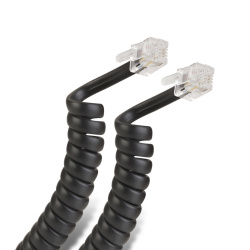 Cable espiral telefónico STEREN negro 30 Cable telefónico en espiral, con 2 conectores macho (plug) de 4 hilos, para auricular. mide 2,1 m y es de color negro                                                                                                                                           2-007n 10 pz                             - STEREN
