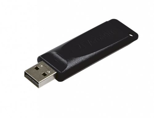 Memoria Verbatim USB 64GB slider black.  USB 64GB, 2.0. color negro. Diseño conveniente sin tapa significa menos cosas para extraviar y basta de buscar tapas perdidas, con protección antimicrobiana microban                                                                                           .                                        - 98698