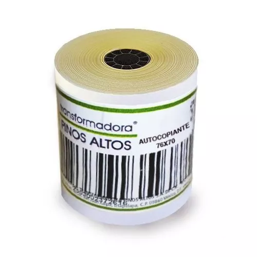 Rollo de papel bond Pinos Altos 57 x 60  Rollo de papel bond, centro tipo panal de plástico reciclado, medida: 57 x 60 mm, rápida impresión.                                                                                                                                                             mm caja con 50 rollos a granel           - PINOS ALTOS