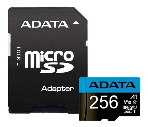 MICRO SD ADATA AUSDX256GUICL10A1-RA 256GB V10 FHD CLASE 10 A1 AZUL - ADATA