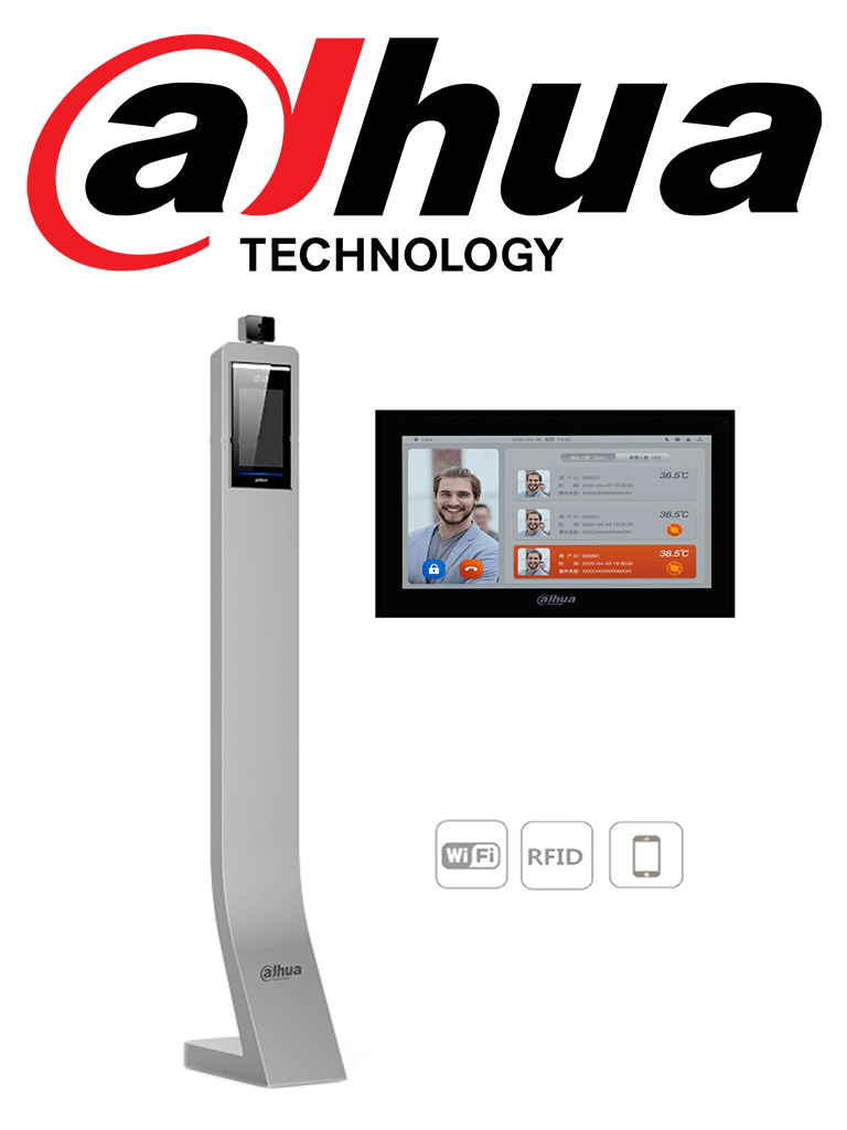 DAHUA ASI7213XT1PAK- Paquete Control de acceso STANDALONE por Reconocimiento Facial con Detección de Temperatura / Pedestal de instalación/ Tablet para monitoreo de temperatura en tiempo real #COVID19 - DAHUA