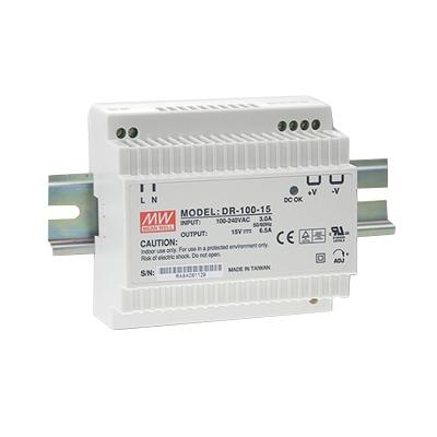 Fuente de Poder Meanwell Din Rail 24 Vcd 4.2A <br>  <strong>Código SAT:</strong> 39121100 <img src='https://ftp3.syscom.mx/usuarios/fotos/logotipos/meanwell.png' width='20%'>  - DR-100-24