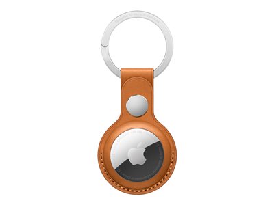 AIRTAG LEATHER KEY RING GOLDEN BROWN-ZML - APPLE