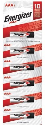 Pila alcalina Energizer AAA blíster con  Batería alcalina con voltaje de 1.5 volts composición de zinc-manganesio y dióxido peso aproximado de 11.5 gramos y volumen de 3.8 centímetros cúbicos colores de la pila plateado, negro y rojo                                                                6 pzas                                   - E92BP1X6