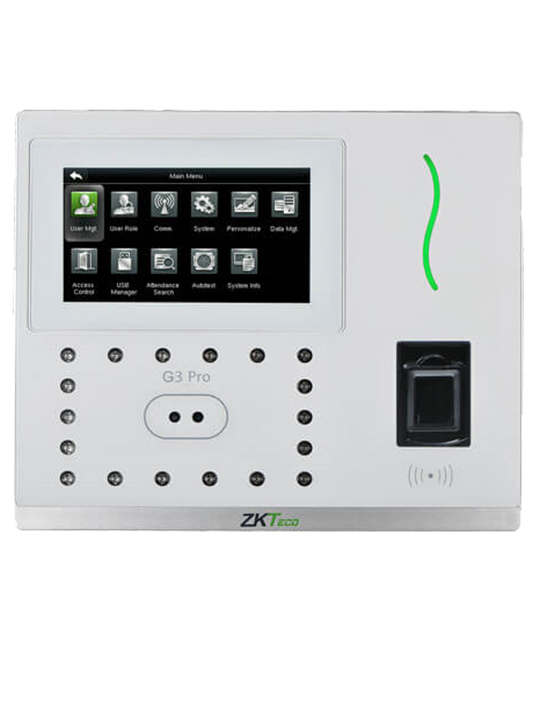 ZKTECO G3PROWIFI3G - Control de Acceso y Asistencia Facial y Palma / 12000 Rostros / 20000 Huellas SILK ID / 20000 Tarjetas  ID / 6000 Palmas / Green Label / Wifi / 3G / ADMS / Batería de respaldo  - G3Pro - 3G - WiFi- Battery