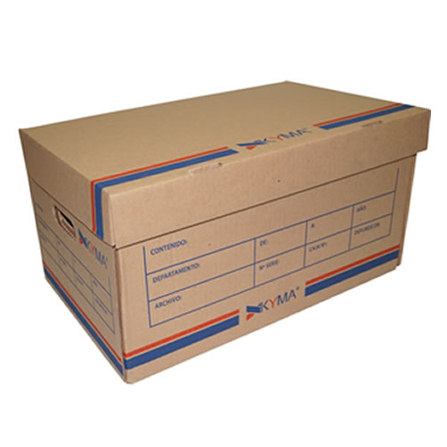 Caja larga de carton KYMA para archivo o Caja de carton corrugado papel kraft flauta c con tapa integrada, peso: 0.632kg, resistencia: (mullen / explosión / reventamiento):6.8kg/cm2, resistencia bct: (box crush test): 144 kg                                                                         ficio 1 pieza. Largo: 61.5cm, ancho: 36c - CJKY-CR-OL