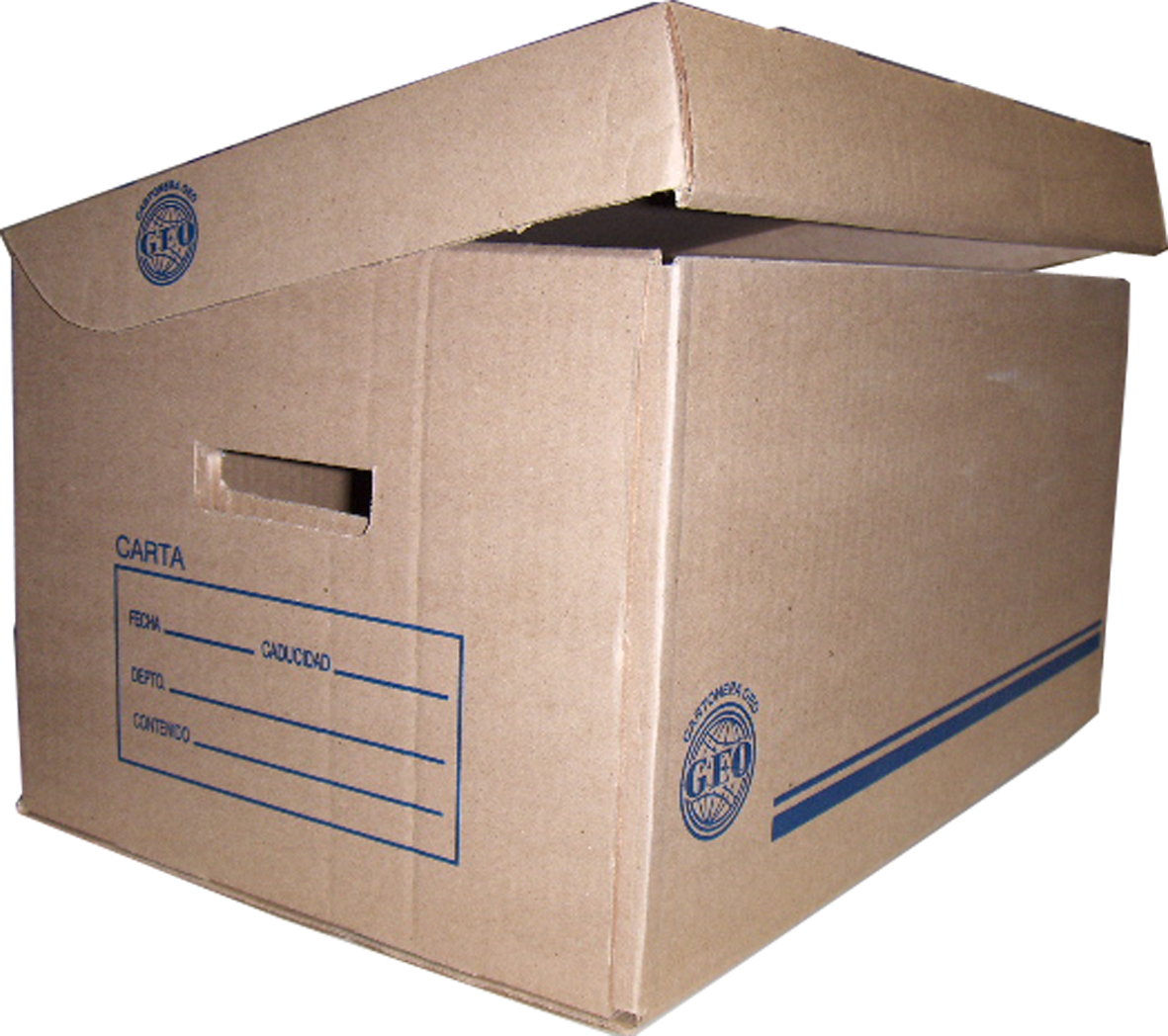 Caja de archivo GEO kraft para registrad Medida: 50 x 35 x 29 cm, cartón  corrugado sencillo kraft, corte sobre suaje, 95% reciclado, calibre de 3  mm, resistencia de 11 kg/cm, flauta