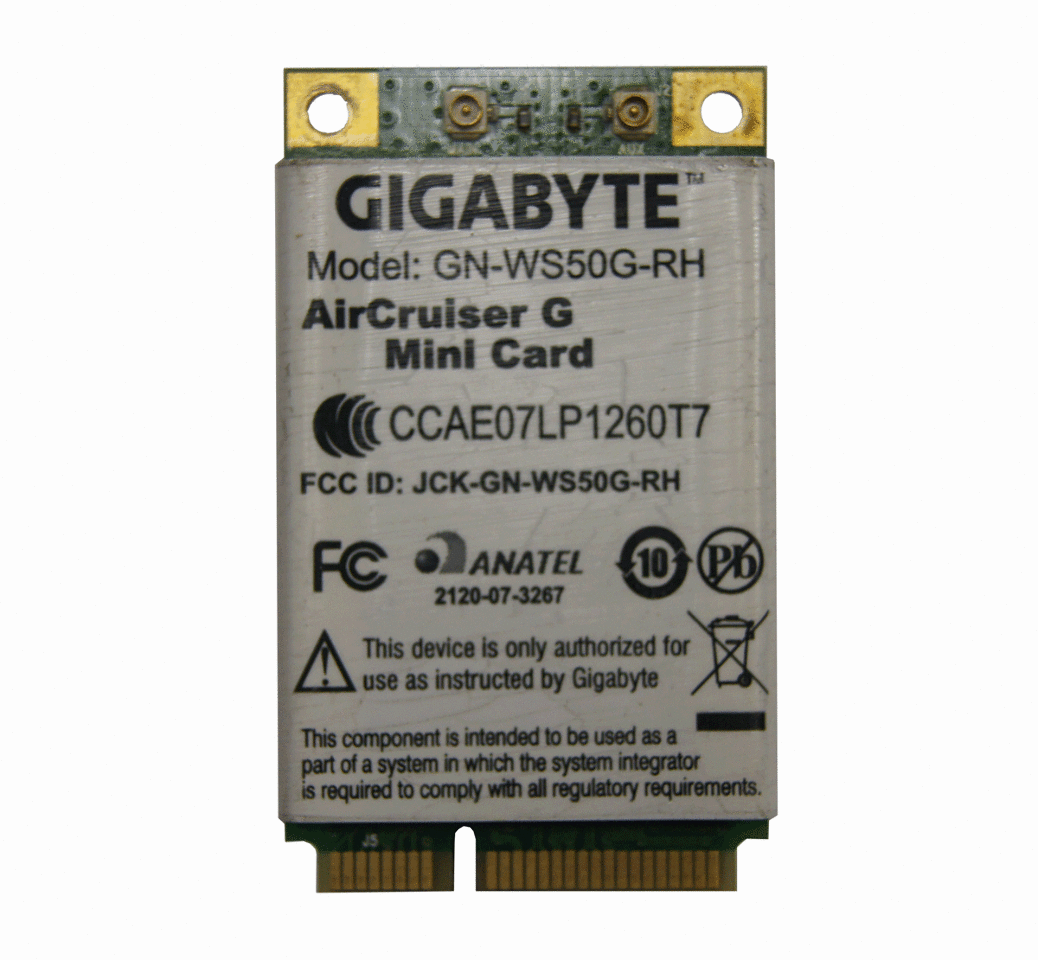 GIGA-BYTE AirCruiser GN-WS50G 802.11b/g Wireless Mini PCI Card GN-WS50G-RH UPC 818313004307 - GIGABYTE