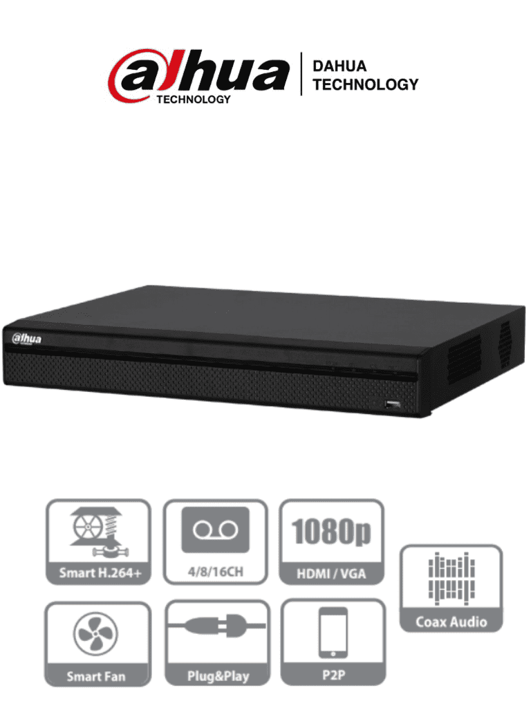 DAHUA XVR5216AN-S2 - DVR de 16 Canales de 4 Megapixeles Lite/ H.264+/ 2 Bahías de Discos Duros/ 8 Canales IP Adicionales/ IVS/ HDMI&VGA/ Busqueda Inteligente/ Soporta: HDCVI/AHD/TVI/CVBS/IP/ - DHI-XVR5216AN-S2(V2.0)