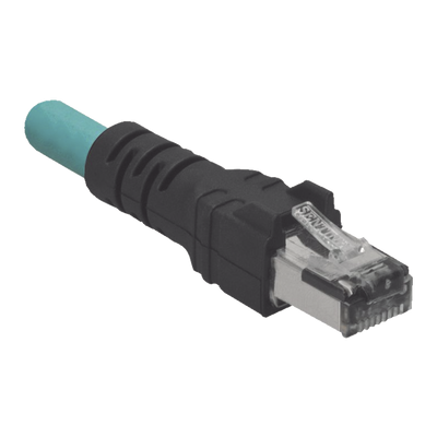Cable de Conexión IndustrialNet Cat5e, de M12 D-Code Macho a Plug RJ45, Blindado S/FTP, Forro TPO, Color Azul Cerceta, 5 Metros <br>  <strong>Código SAT:</strong> 26121616 - ICD14T1NTL5M